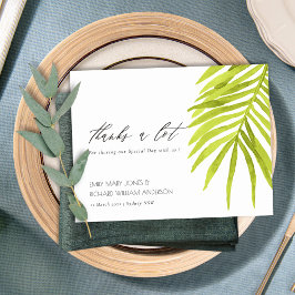 CARTÃO POSTAL FOLIAGEM DE COR DE ÁGUA VERDE PALM LEAF GRAVE OBRI