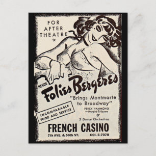 Cartão Postal Folies Bergere e 1930