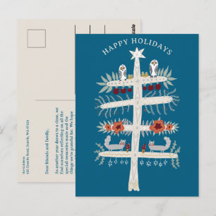 Cartão Postal Folk Tree of Life Christmas Holiday CUSTOM
