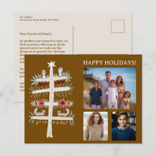 Cartão Postal Folk Tree of Life Christmas Holiday CUSTOM 3 Photo