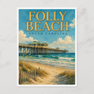 Cartão Postal Folly Beach Carolina do Sul Folly Pier GeoSaga