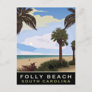 Cartão Postal Folly Beach, Carolina do Sul, Viagem