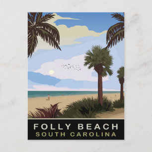 Cartão Postal Folly Beach, Carolina do Sul, Viagem