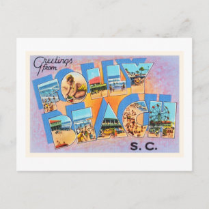 Cartão Postal Folly Beach South Carolina SC Old Vintage Postcard