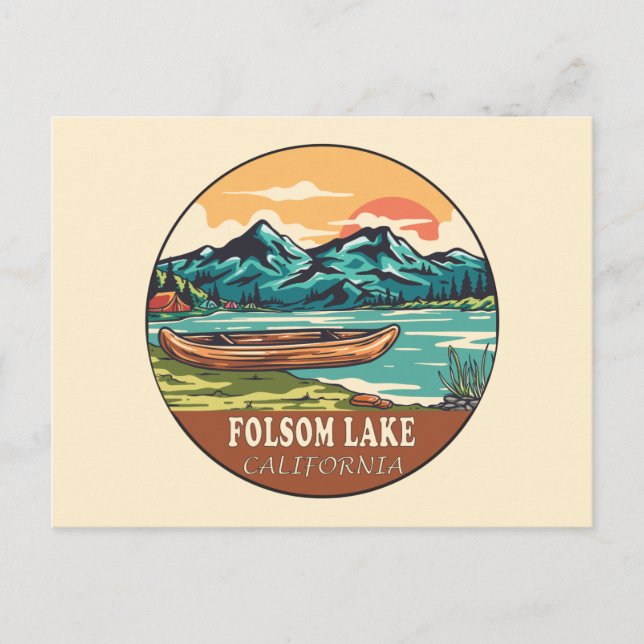 Cartão Postal Folsom Lake California Barco Fish Emblem (Frente)