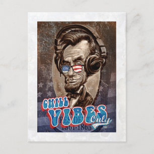 Cartão Postal Fones de ouvido de Música Abraham Chillincoln Linc
