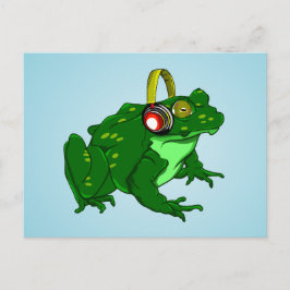 Cartão Postal Fones de ouvido engraçados para Vestir Bullfrog