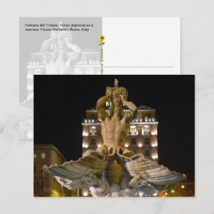 Cartão Postal Fontana del Tritone, Roma, Itália -