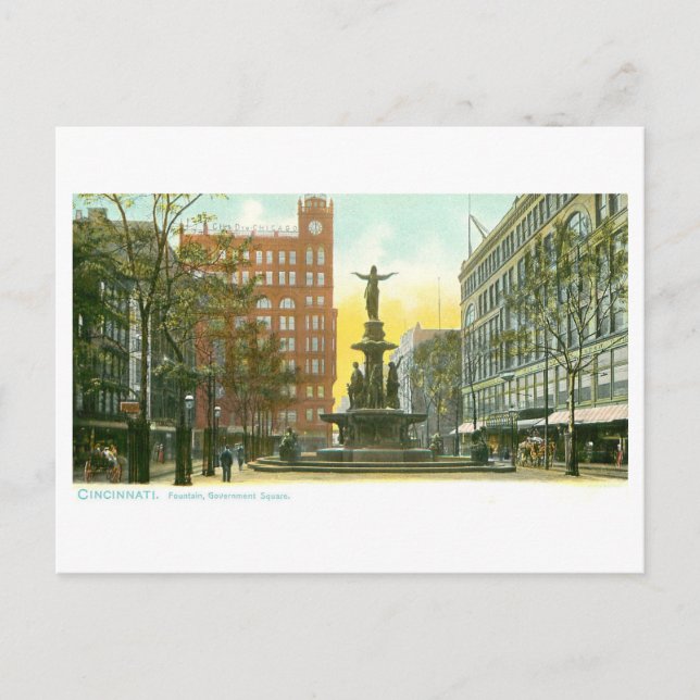 Cartão Postal Fonte Antiga/Praça do Governo, Cincinnati (Frente)