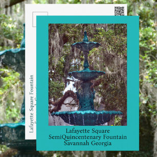 Cartão Postal Fonte da Praça Lafayette Savannah GA Fotográfica