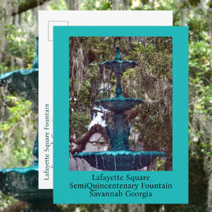 Cartão Postal Fonte da Praça Lafayette Savannah GA Fotográfica