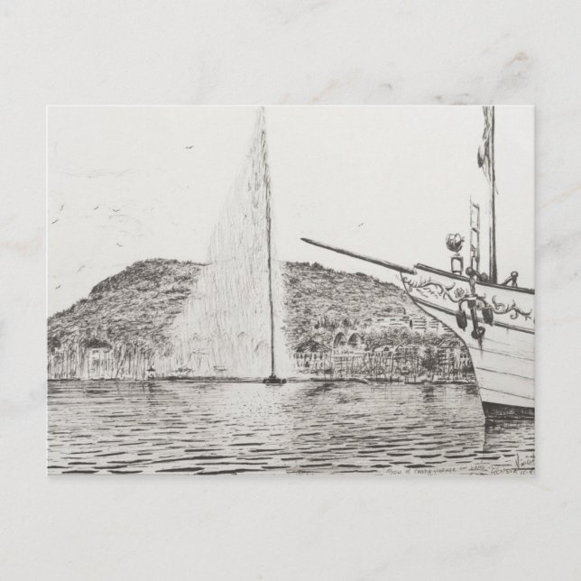 Cartão Postal Fonte de Genebra e Arco de prazer Boat 2011 (Frente)