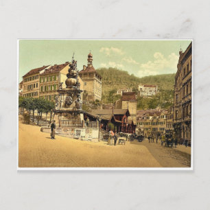 Cartão Postal Fonte de mercado, Carlsbad, Bohemia, Austro-Hun