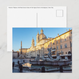 Cartão Postal Fonte de Netuno na Piazza Navona - Roma