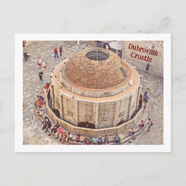 Cartão Postal Fonte de Onofrio no centro histórico de Dubrovnik, (Frente)