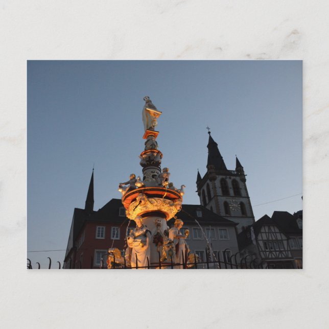 Cartão Postal Fonte de Peter da rua em Trier (Frente)