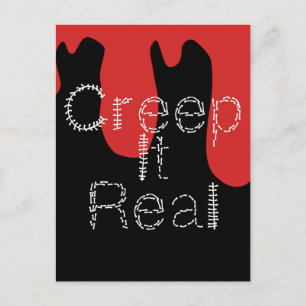 Cartão Postal Fonte Desenhada à Mão Creep it Real Sangue Hallowe