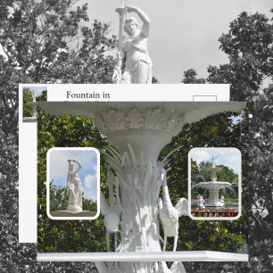 Cartão Postal Fonte do Forsyth Park Savannah GA Posição Fotográf