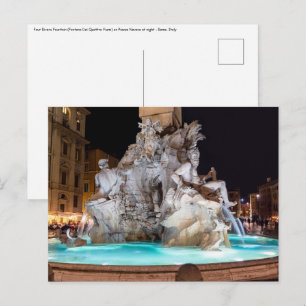 Cartão Postal Fonte dos Quatro Rios na Piazza Navona em Roma