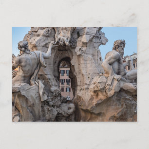 Cartão Postal Fonte dos Quatro Rios na Piazza Navona - Roma