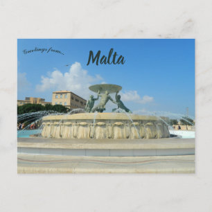 Cartão Postal Fonte dos Tritões em Valletta Malta