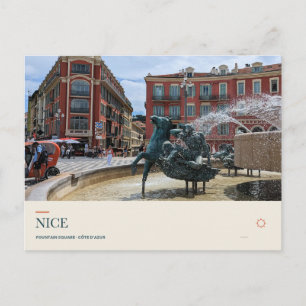 Cartão Postal Fonte e Fachadas Coloridas em Nice