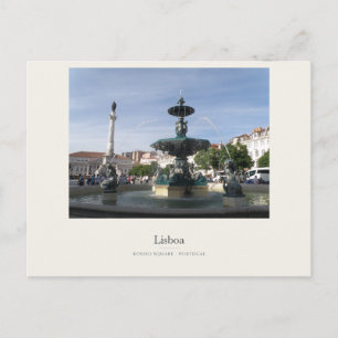 Cartão Postal Fonte e Praça do Rossio em Lisboa