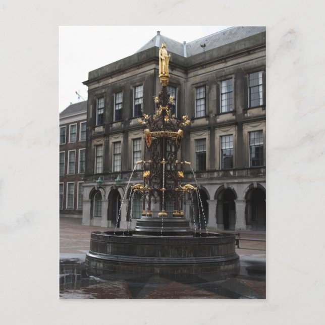 Cartão Postal Fonte em Binnenhof (Frente)