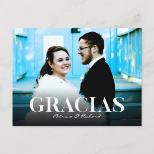 Cartão Postal Fonte Moderna Gracias Casamento Obrigado Foto