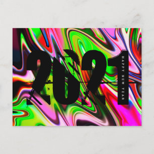 Cartão Postal Fonte Negrito Líquido Trippy Ano Novo 2021