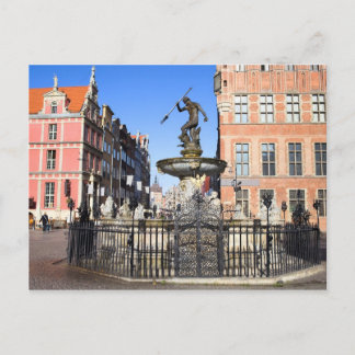 Cartão Postal Fonte Netuno na cidade de Gdansk