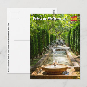 Cartão Postal Fonte nos Jardins da Almudaina - Palma de Maiorca