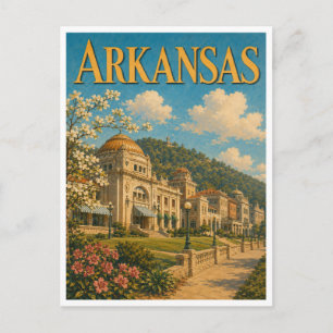 Cartão Postal Fontes Termais Arkansas Bathhouse Row GeoSaga
