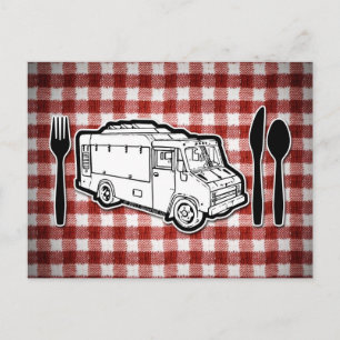 Cartão Postal Food Truck Plate & Utensils
