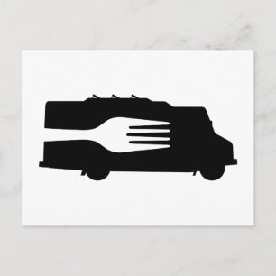 Cartão Postal Food Truck: Side/Fork (Black/White)