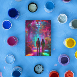 Cartão Postal Fora deste mundo - Selva Neon de Realidade Virtual