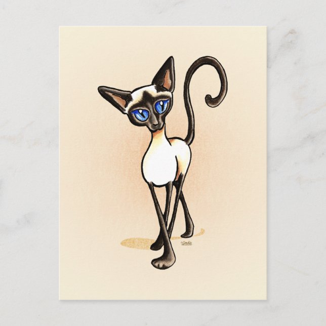 Cartão Postal Fora-Trela Siamese Art™ da faixa de travessia do (Frente)