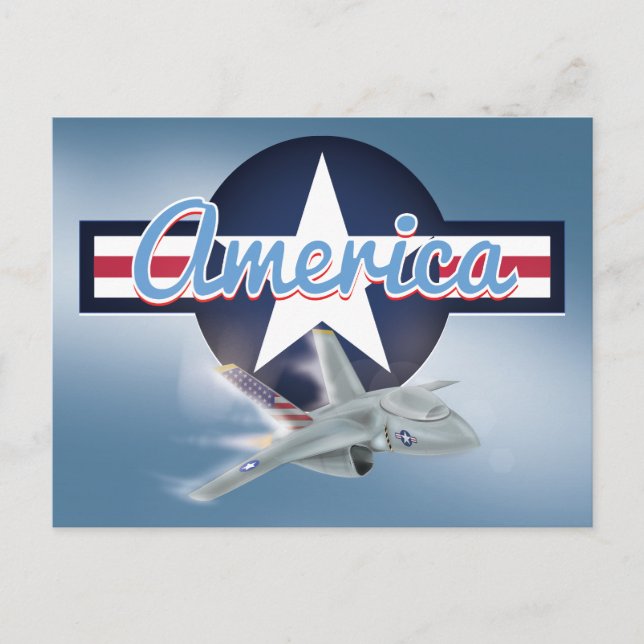 Cartão Postal Força Aérea Americana Jet (Frente)