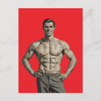 Cartão Postal Força Vintage – Homem Musculoso Confiante