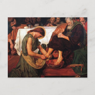 Cartão Postal Ford Madox Brown - Jesus Lavando Pés de Peter
