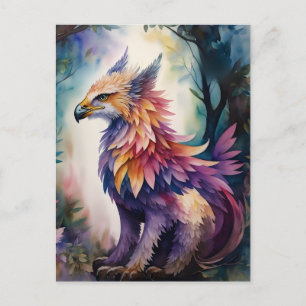 Cartão Postal Forest Griffin Watercolor Art