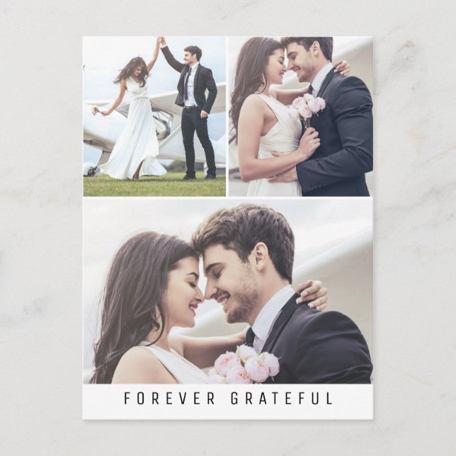 Cartão Postal Forever Grateful Simple 3 Fotografia Casamento Obr (Frente)