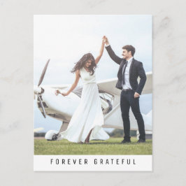 Cartão Postal Forever Grateful Simple Photo Weding Obrigado