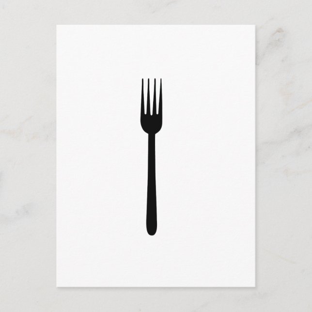 Cartão Postal Fork Cutlery Silhouette Arte Simples Foodie Amor C (Frente)