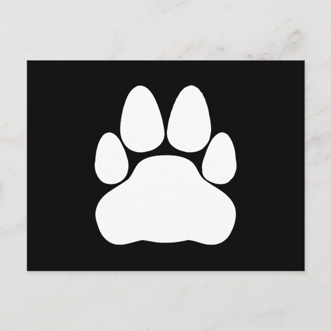 Cartão Postal Forma de Impressão de Pata de Gato Branca (Frente)