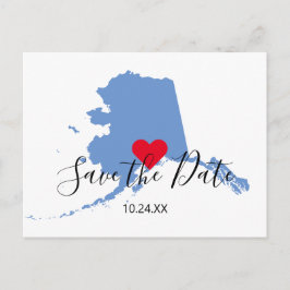 Cartão Postal Forma de Mapa Azul do Alasca Salvar a Data