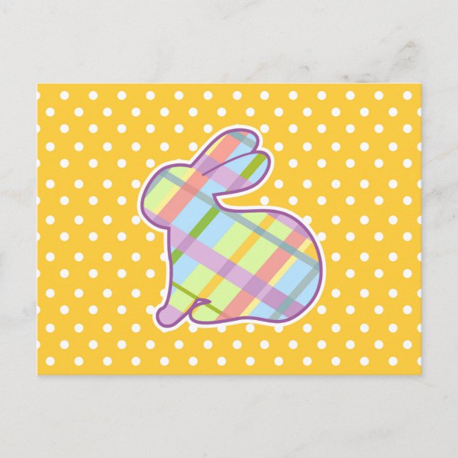 Cartão Postal Forma do Coelho no Fundo das Bolinhas Amarelas (Frente)