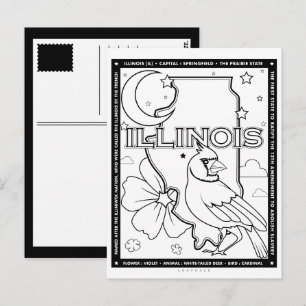 Cartão Postal forma do estado de Illinois e coloração de fatos