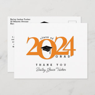 Cartão Postal Formando De Classe Ano Forme Laranja Tassel Obriga