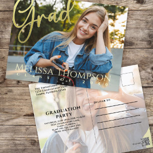 Cartão Postal Formando de Graduação Caligrafia Dourada Simples D